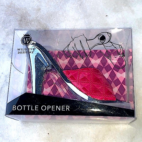 WILD EYE DESIGNS BOTTLE OPENER HIGH HEEL SILVER PINK PATENT PADDED NIB - Picture 9 of 10